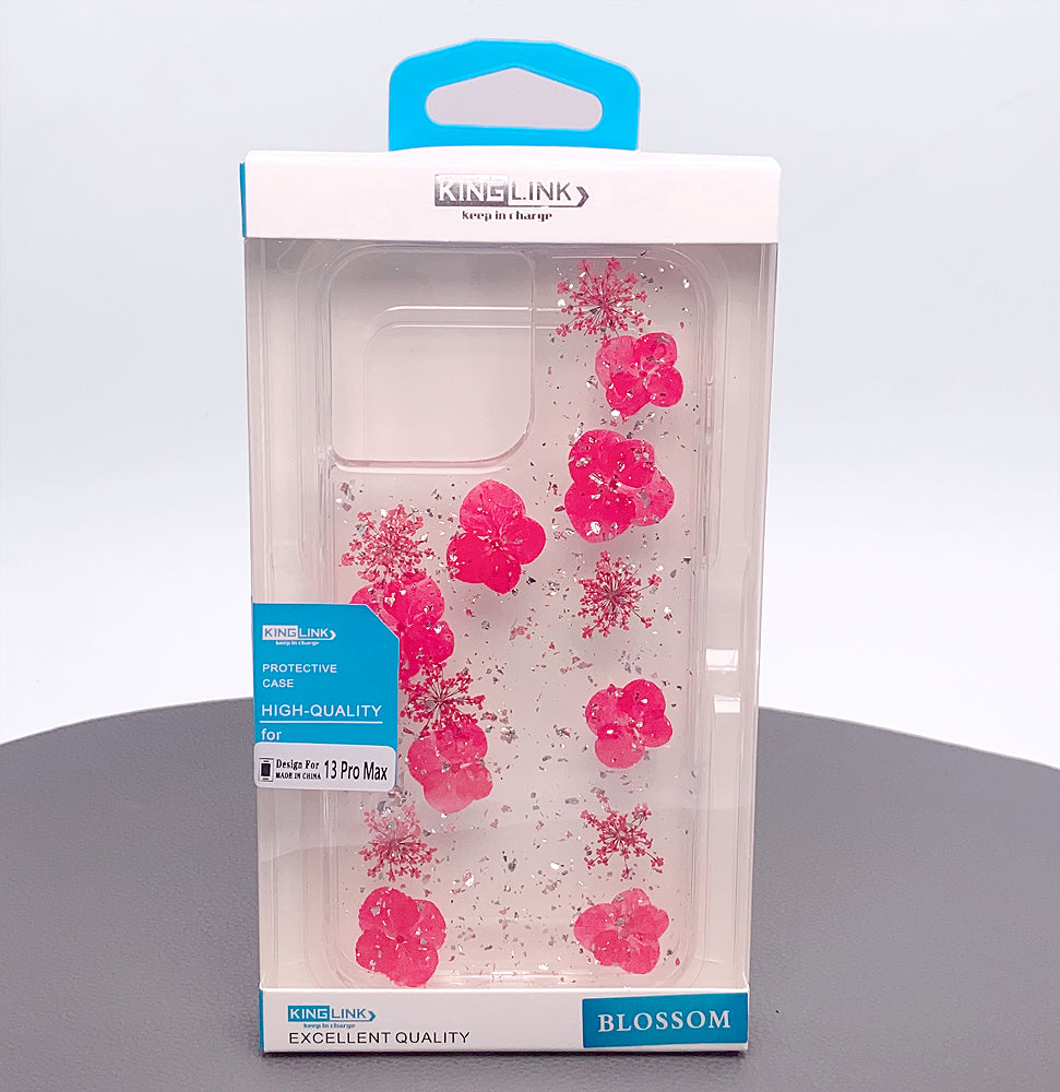 King Link Real Flower Crystal Hard Blossom Case For iPhone (Red)