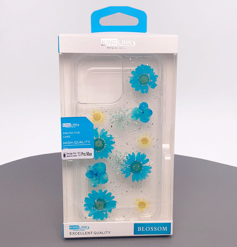 King Link Real Flower Crystal Hard Blossom Case For iPhone (Blue)