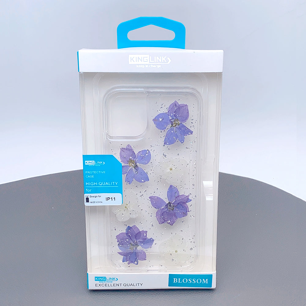 King Link Real Flower Crystal Hard Blossom Case For iPhone (Purple)