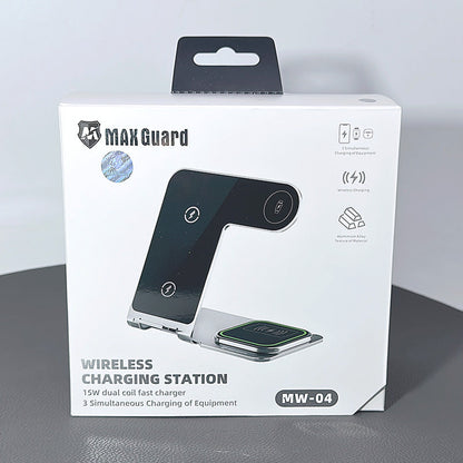 Maxguard 15W 3 In 1 Wireless Fast Charger Station