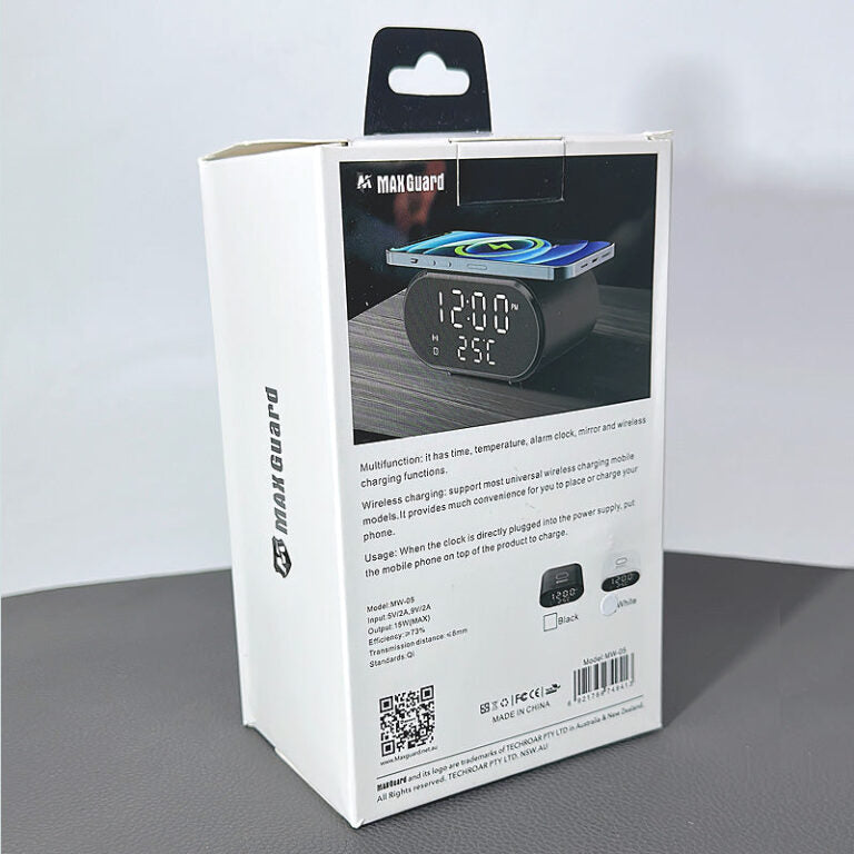 Maxguard 15W 2 IN 1 Alarm Clock Wireless Charger