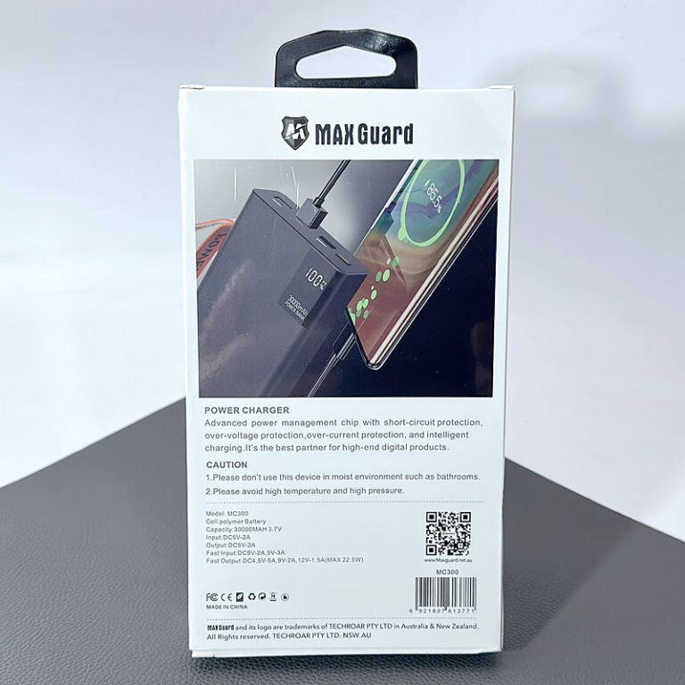 Maxguard 30000 Mah PD QC 3.0 3USB+2Type-C Power Bank