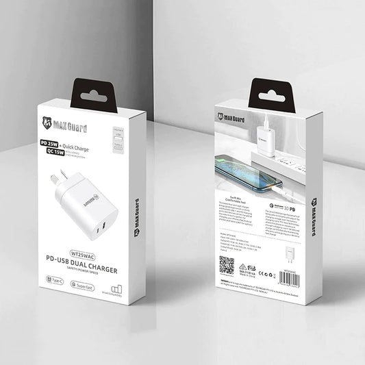 Maxguard 25W PD-USB Dual Charger (Support Super Fast Changing)