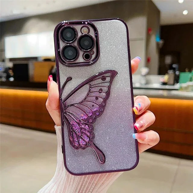 Kinglink Glitter Sandy 3D Buttefly Soft Silicone Case for iPhone