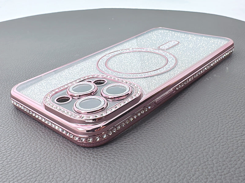 Kinglink Glitter Bling Luxury Plating Rhinestone Case for iPhone (Compatible with MagSafe)