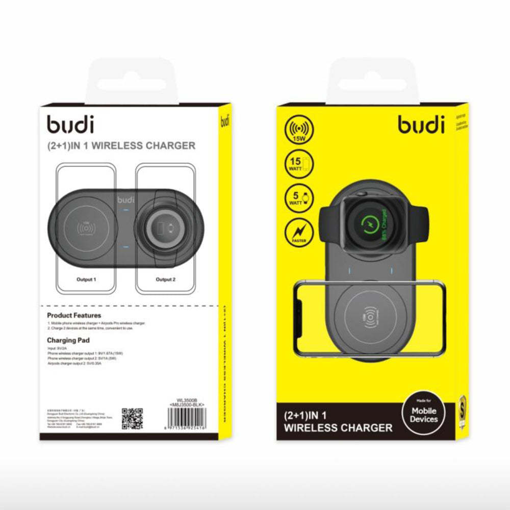 Budi 15W Wireless Charger (For IOS Phone/ Apple Watch And Android System Phone)