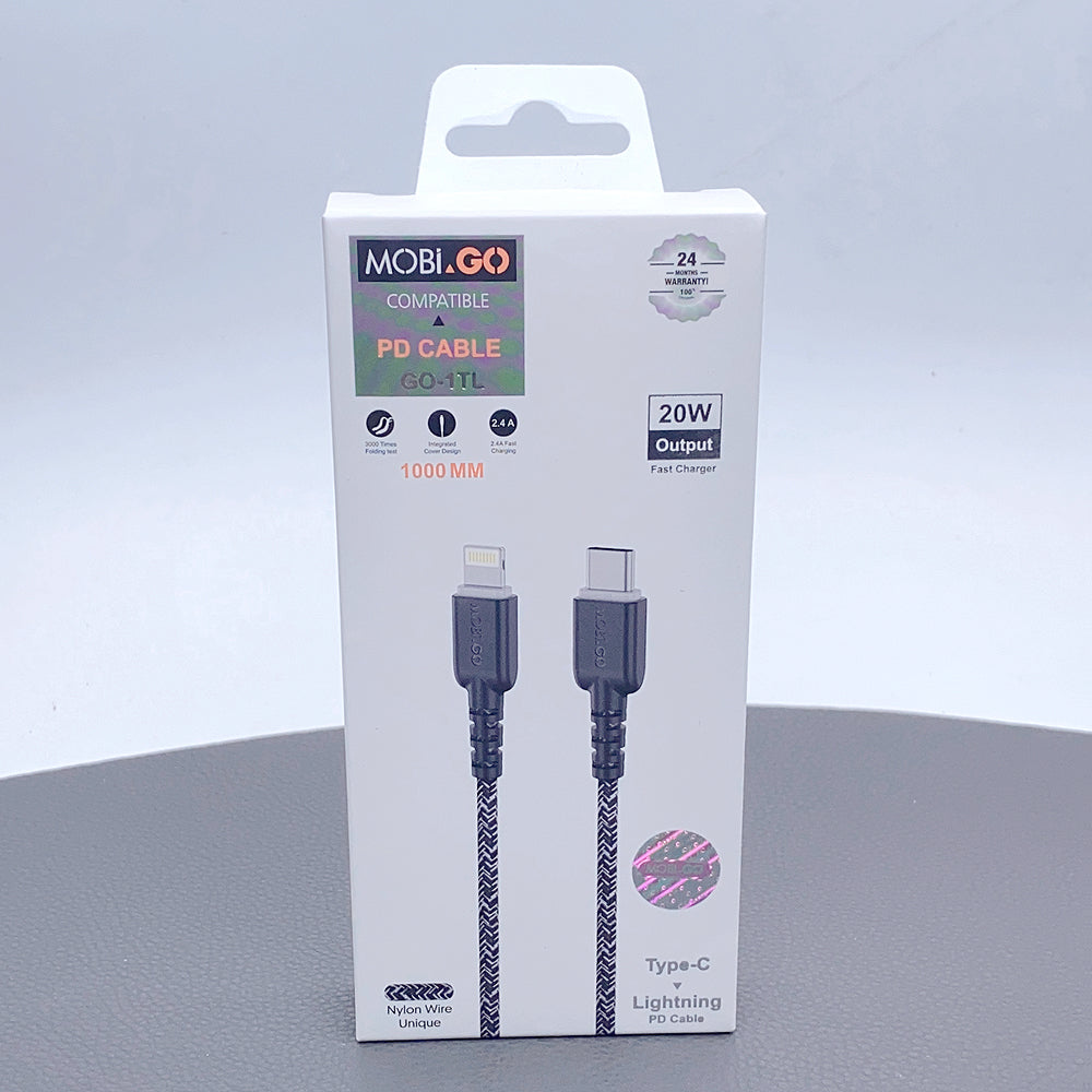 Mobigo 1m Nylon PD 20W Type-C To Lightning Cable GO1TL